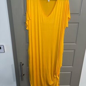 Yellow V-Neck Maxi Dress
